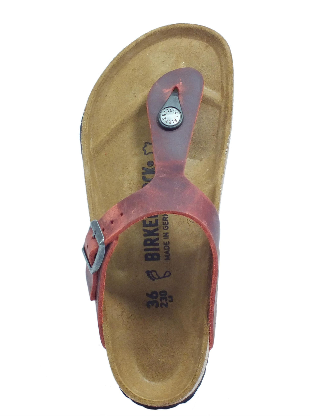 Birkenstock Birkenstock 1015546 Gizeh BS Earth Red Infradito Donna pelle rossa spazzolato sottopiede in pelle Red
