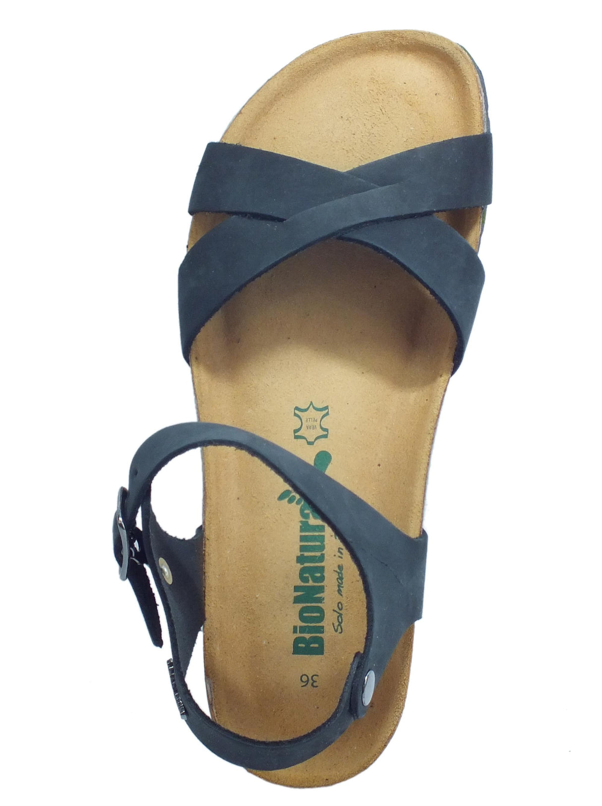 BioNatura BioNatura 12 Fregene IMB Nabuk Nero Sandali per Donna con zeppa bassa Nero