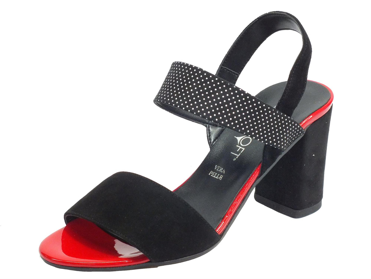 Cinzia Soft Cinzia Soft IBBF918 Camoascio Poisse Nero Rosso Sandali per Donna eleganti vintage tacco alto Nero Rosso