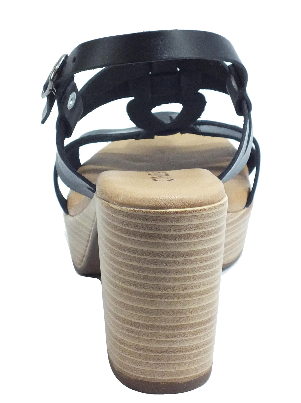 Cinzia Soft Cinzia Soft IEL4016 Negro Sandali per Donna in pelle tacco effetto legno alto e plateau Negro