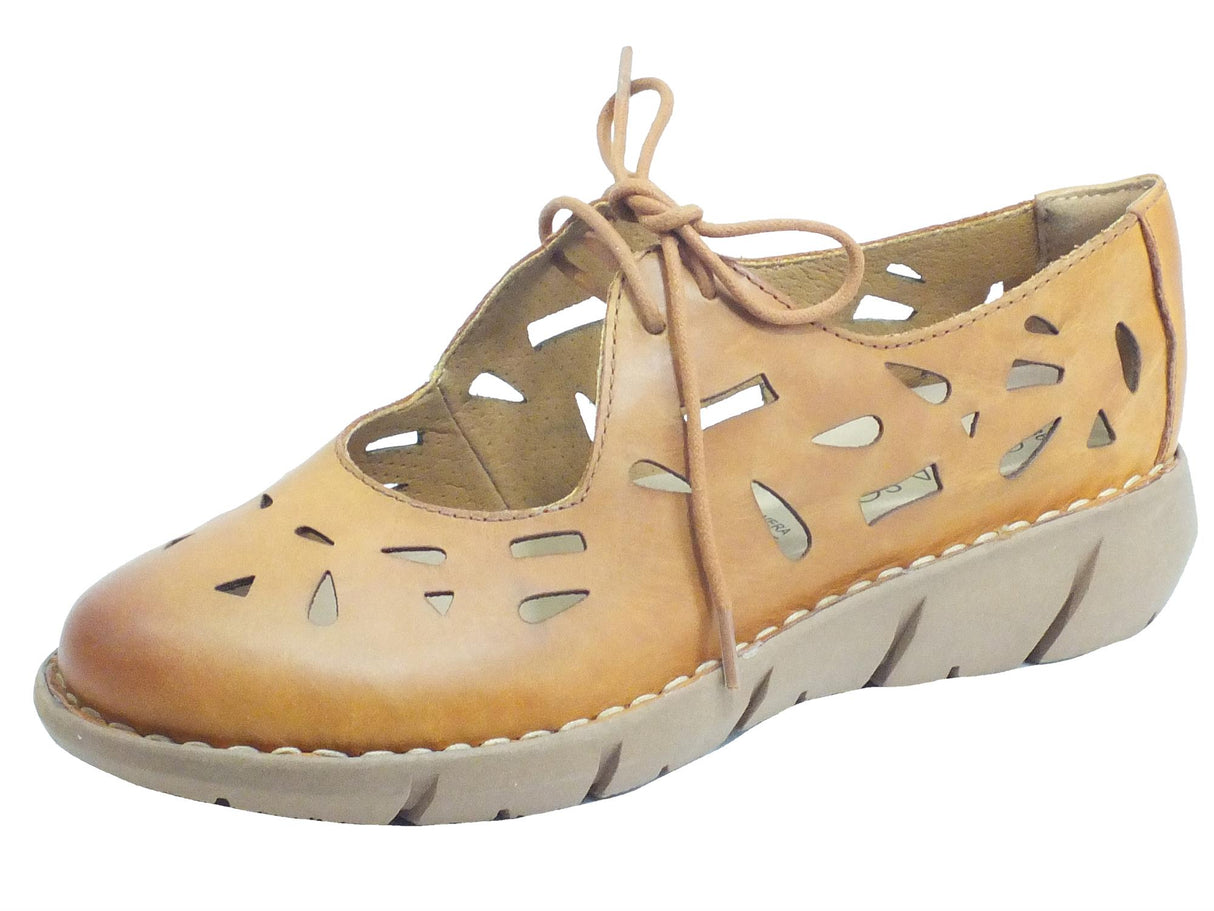 Cinzia Soft Cinzia Soft IV12949 Jasmine Ballerine per Donna in pelle laserata con lacci Beige