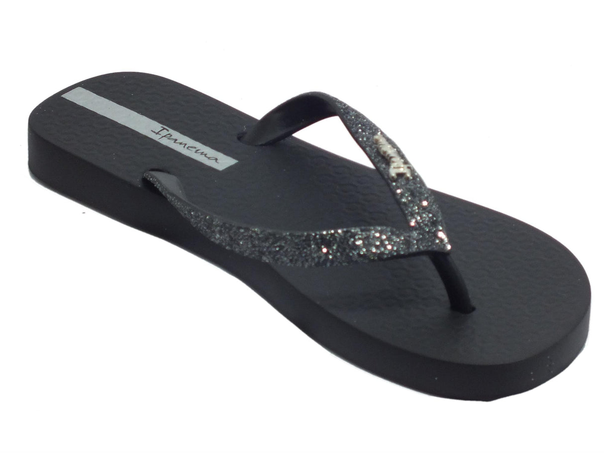 Ipanema Ipanema 81739 Lolita III Fem Black Infradito Grendene Donna zeppa bassa con brillantini Black
