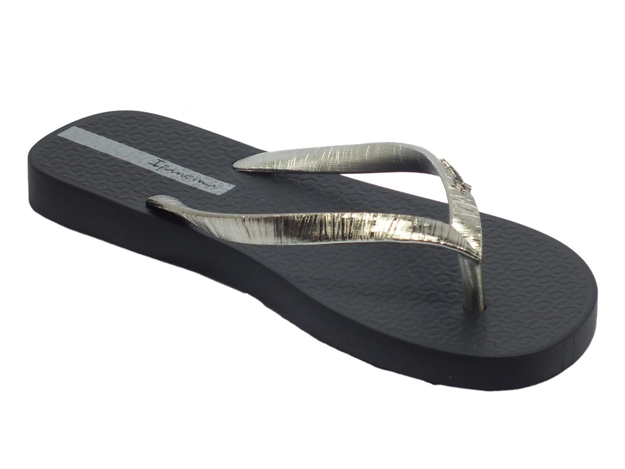 Ipanema Ipanema 82870 Glam II Fem Black Metallic Silver Infradito Glam Donna zeppa bassa Black