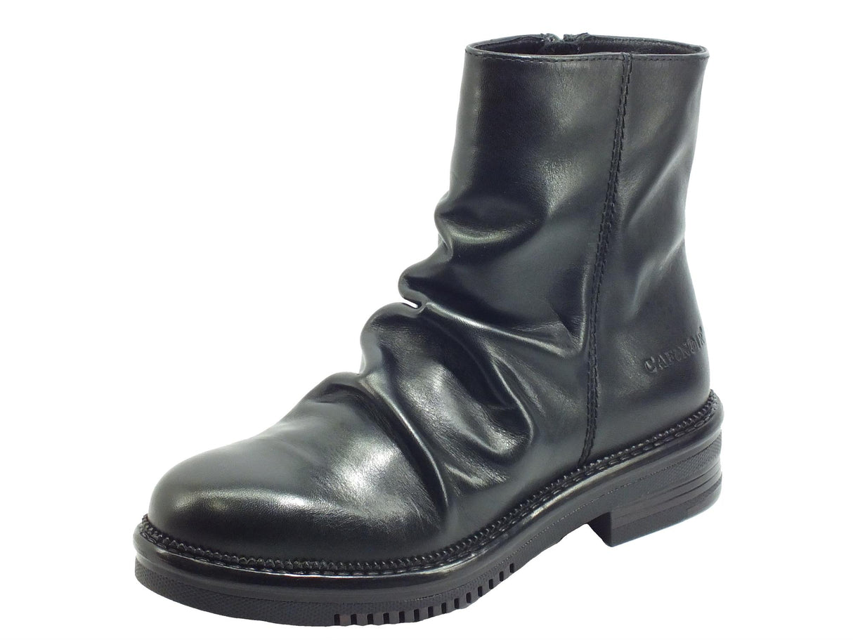 CafèNoir CafèNOIR FFE141 Nero Scarponcini per Donna in pelle arricciata con lampo Nero