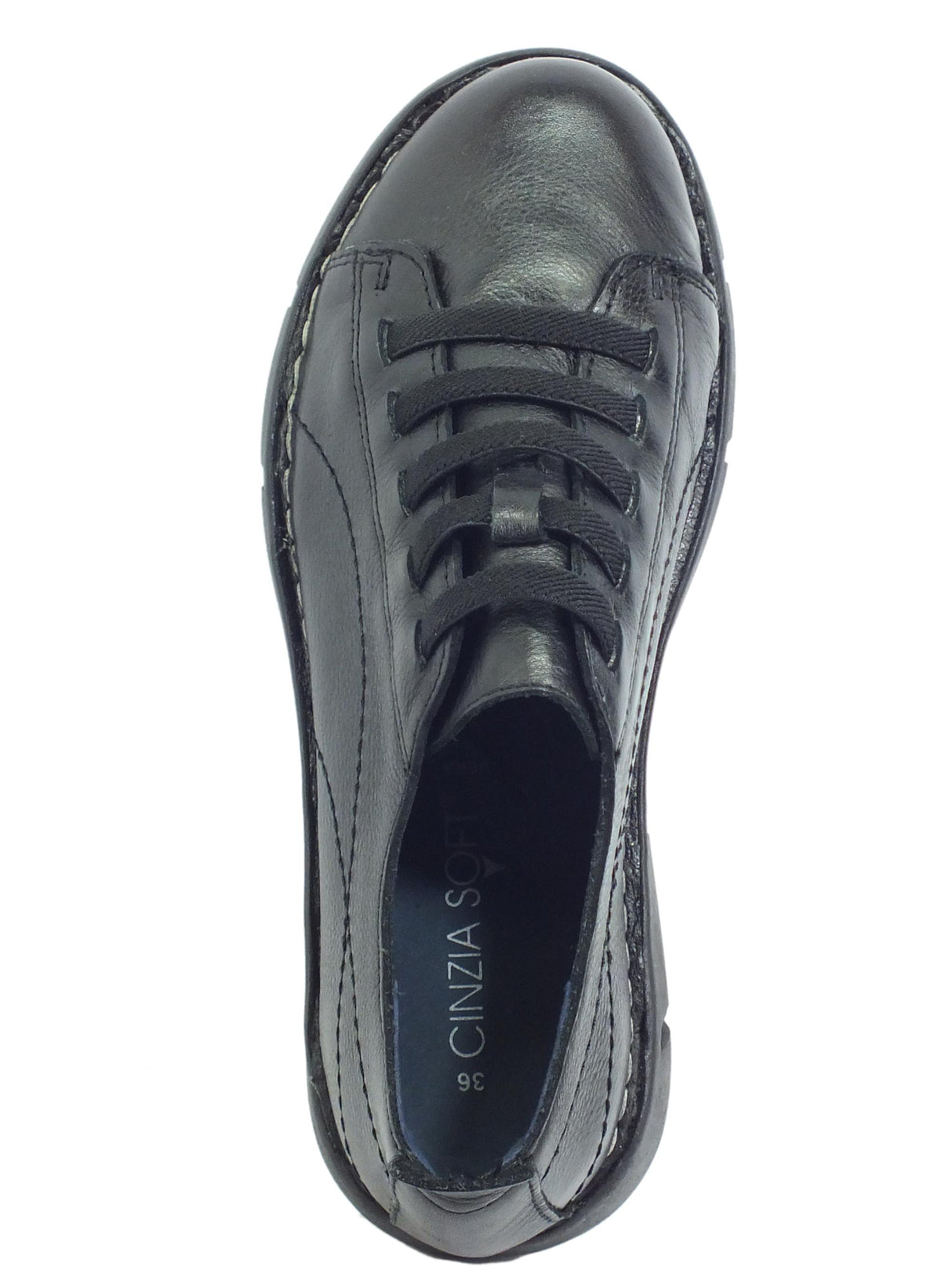 Cinzia Soft Cinzia Soft IV12041 Black Mocassini per donna in pelle con elastici frontali Black