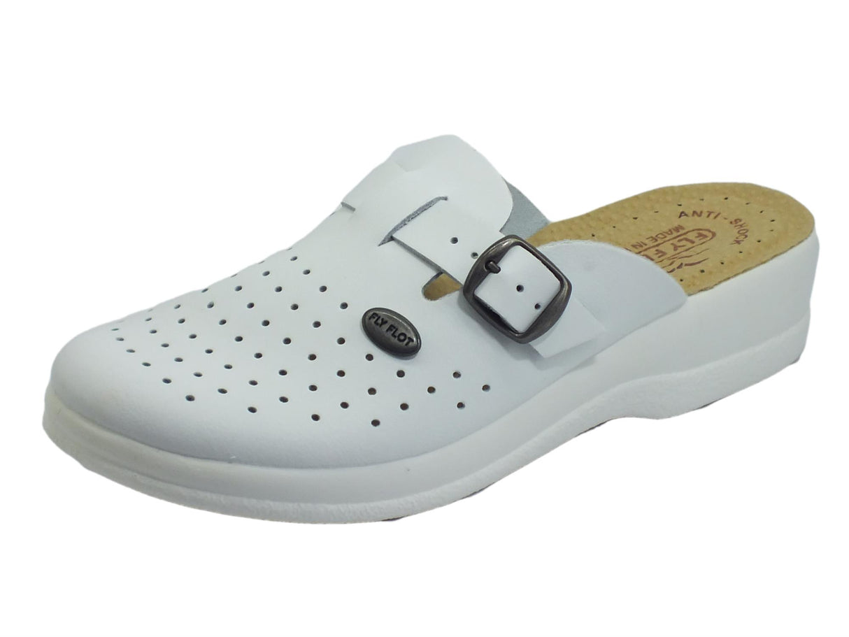 FlyFlot Fly Flot 63 465 BE Bianco Pantofole in pelle per Donna sottopiede anti-shock Bianco