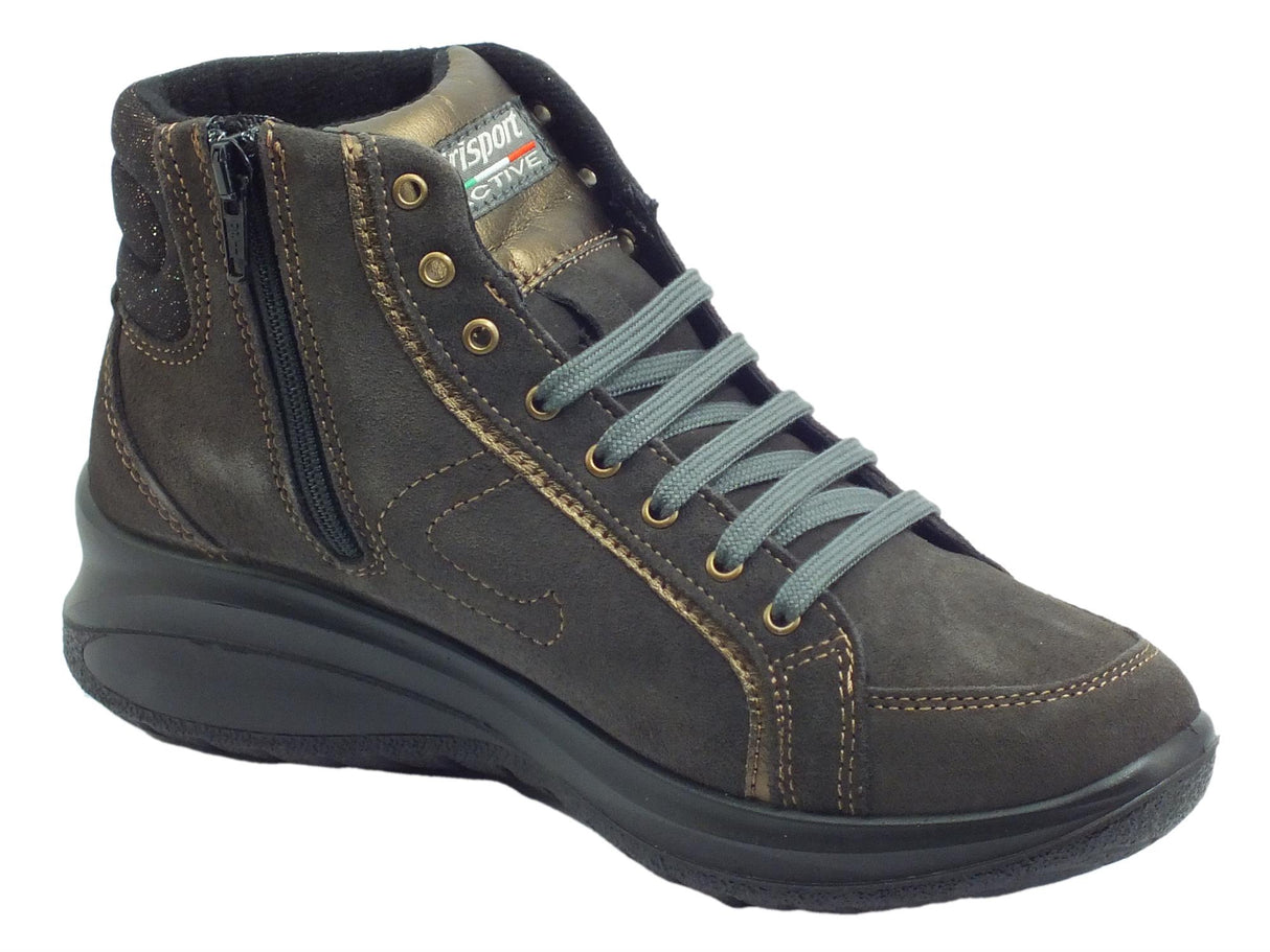 Grisport Grisport Active 5222VV Piombo Vesuvio Tronchetti per Donna in Nabuk con zeppa media antistatica Piombo Vesuvio