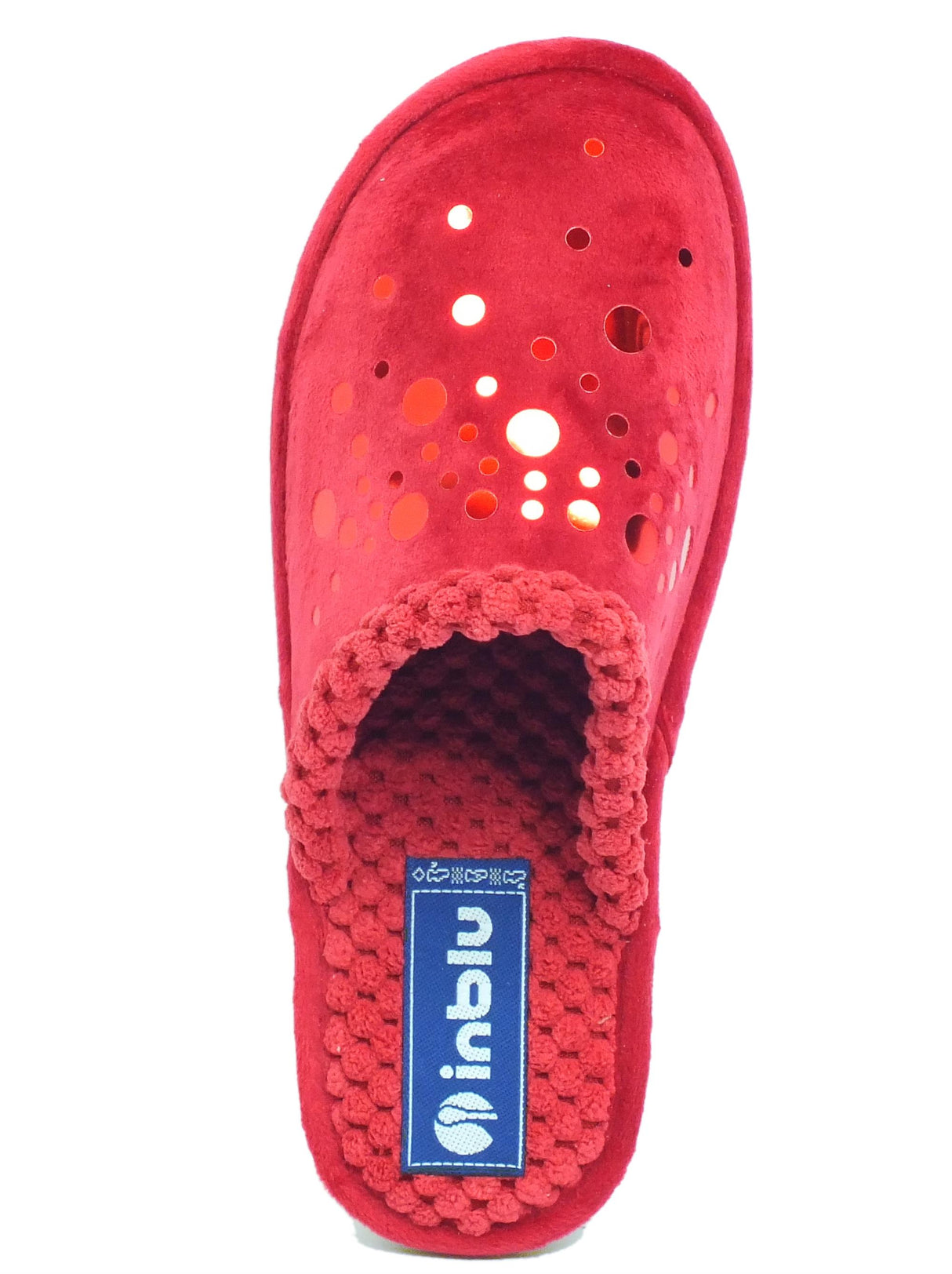 InBlu InBlu DC000017 Bordeaux Pantofole per Donna in tessuto fantasia poisse rossi Bordeaux