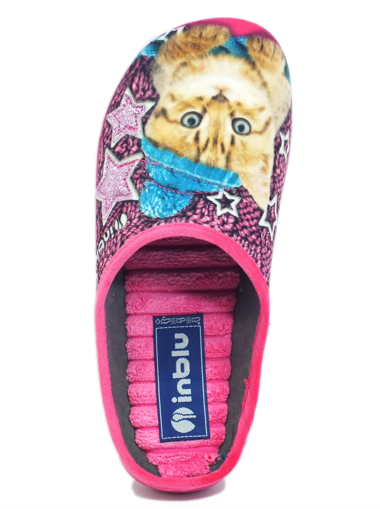 InBlu InBlu EC000056 Fuxia Pantofole per Donna in tessuto fantasia gattino Fuxia