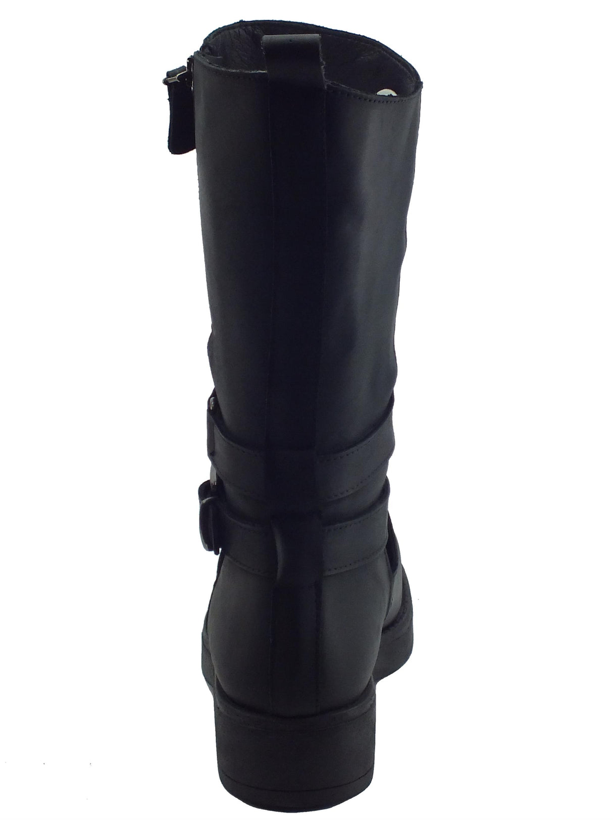 Stelio Malori STM Stivali modello Cavallerizzo per Donna in nabuk nero con fibiette e lampo Nero