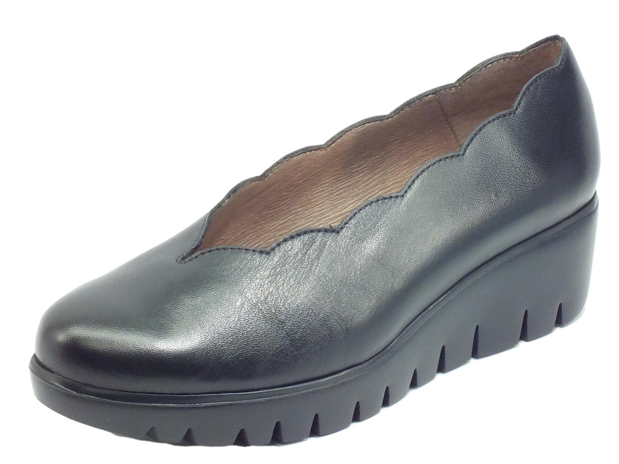 Wonders Wonders C-33130 Velvet Negro Decoltè con zeppa per Donna in Pelle nera Negro