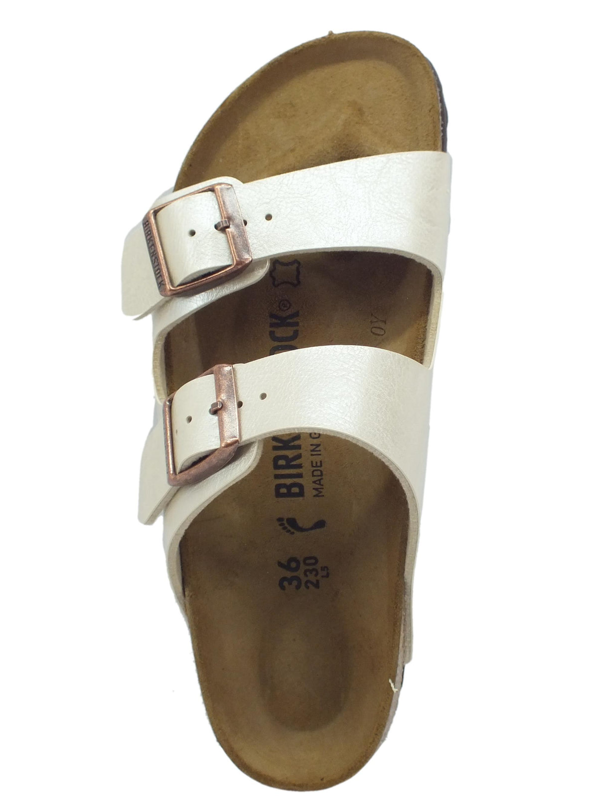 Birkenstock Birkenstock Arizona BS Graceful Pearl White Sandali Donna in sintetico bianco satinato Pearl White