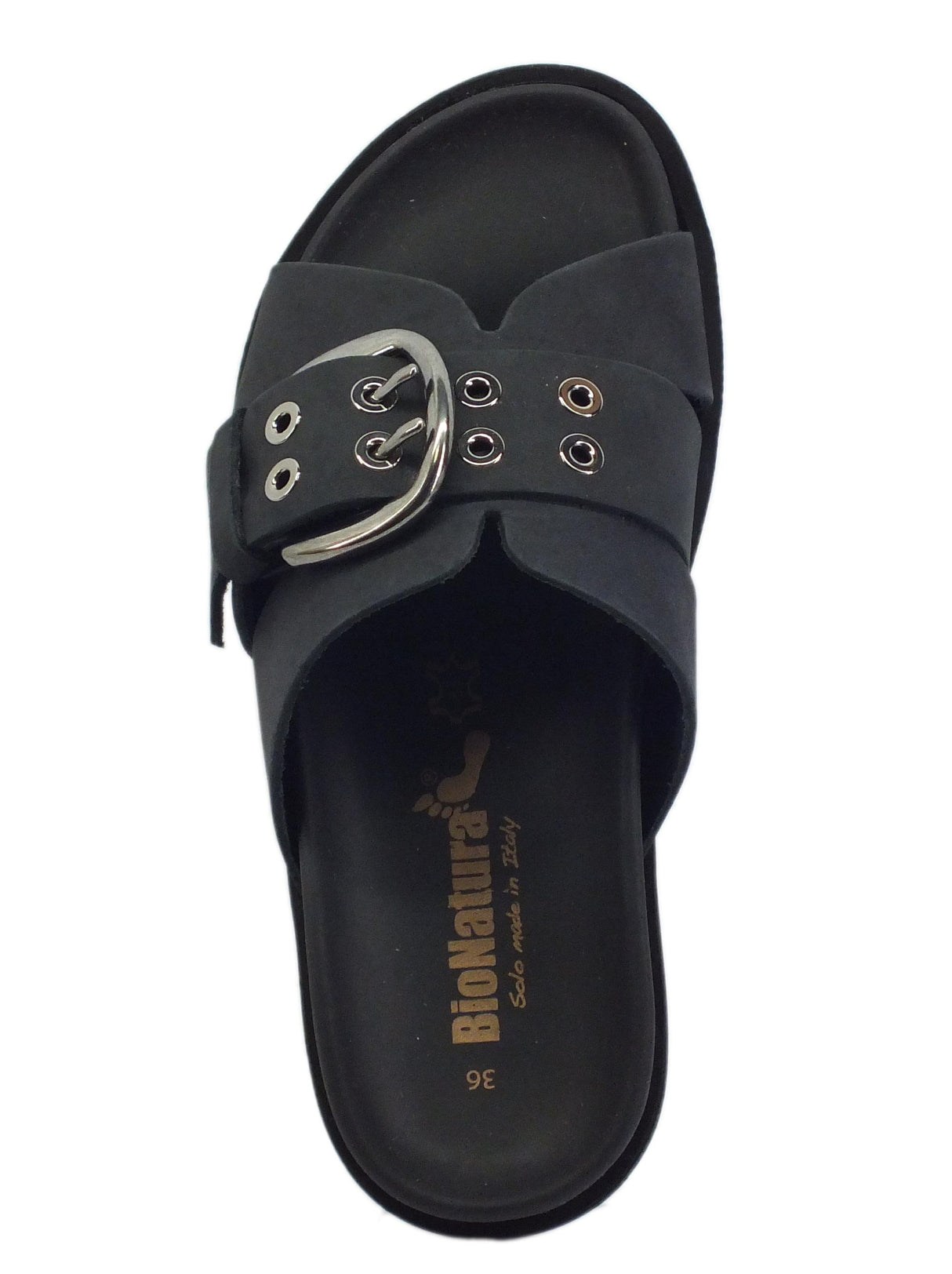 BioNatura BioNatura 92A2140 Nabner Nabuk Nero Sandali ciabatte per Donna nero