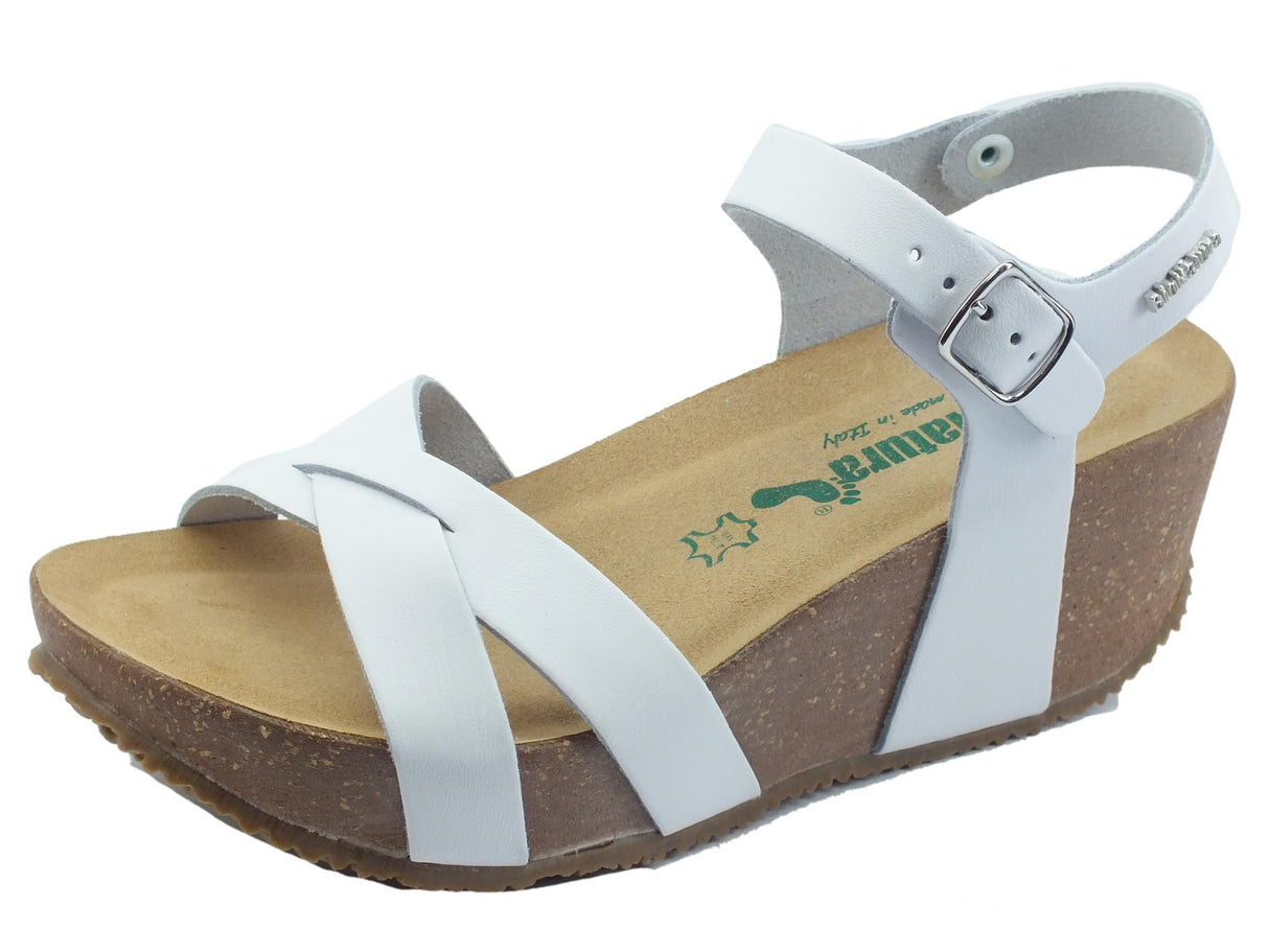 BioNatura BioNatura 24 Fregene IMB By Cast Bianco Sandali per Donna con zeppa alta in pelle Bianco