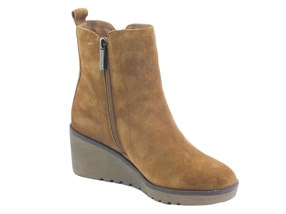 Carmela Carmela 68087 Camel Tronchetti per Donna in camoscio con zeppa media Camel