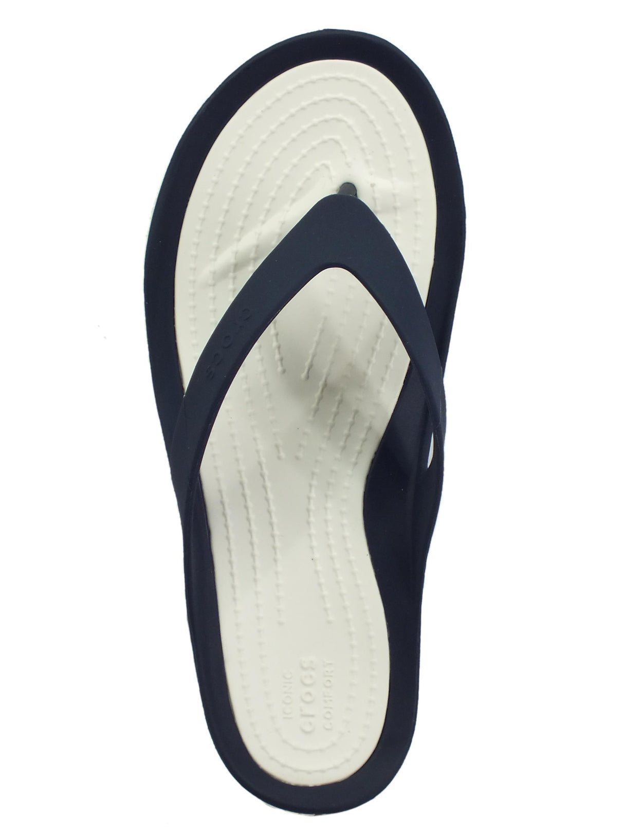 Crocs Crocs swiftwater flip w navy white infradito per Donna in gomma blu con zeppa bassa nero