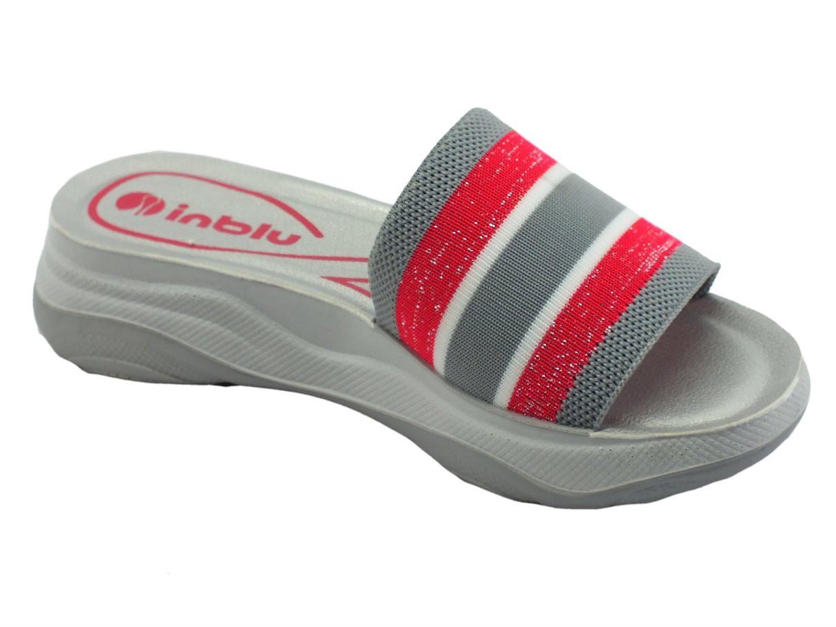 InBlu InBlu LD000010 Fuxia Ciabatte per donna in tessuto zeppa 4cm Fuxia