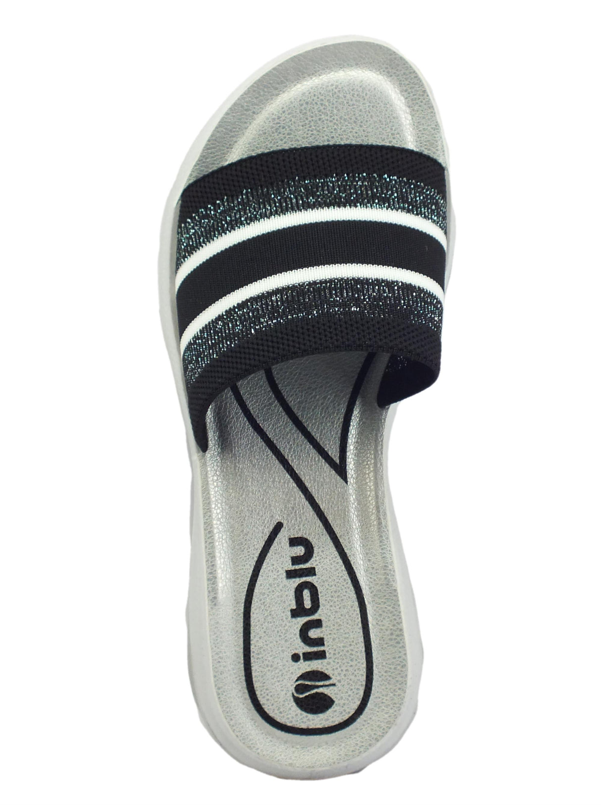 InBlu InBlu LD000010 Nero Ciabatte per donna in tessuto zeppa 4cm Nero