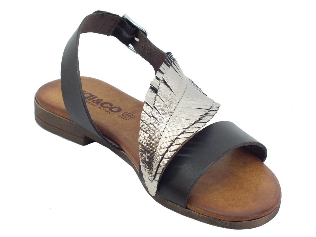 Igi&Co Igi&Co 7176022 Vitello Testa di Moro Sandali per Donna zeppa bassa in pelle Testa di Moro