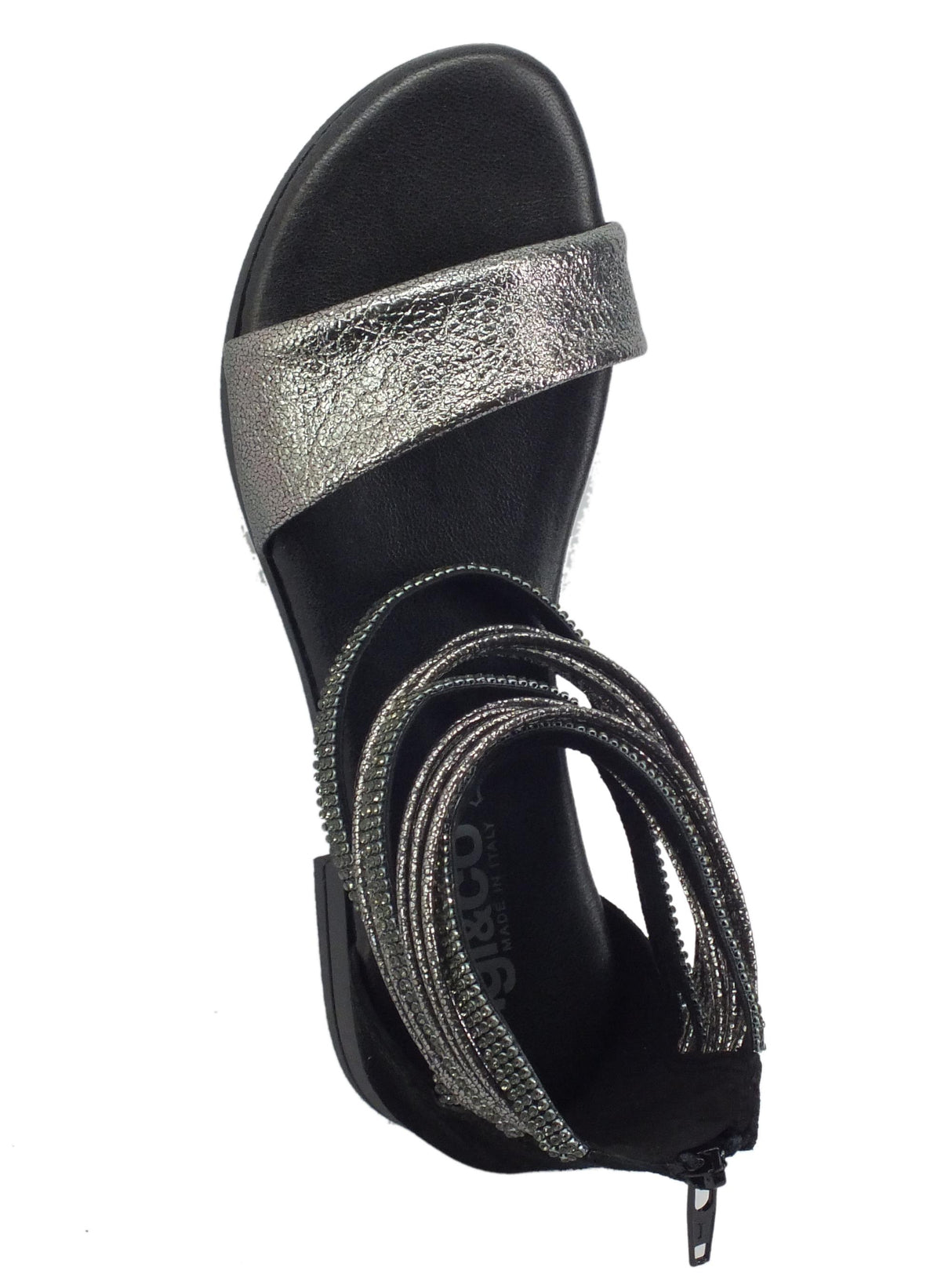 Igi&Co Igi&Co 1679700 Scamosciato Laminato Nero Sandali per Donna tacco basso con anelli Nero