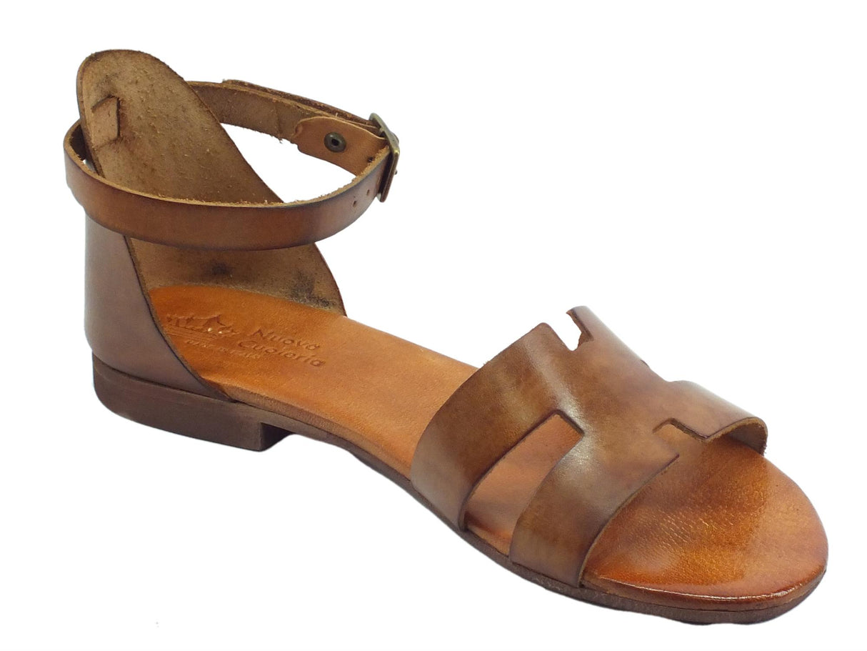 Nuova Cuoieria Nuova Cuoieria B53-49 Bruno Sandali artigianali con fibietta per donna in pelle tacco basso Bruno