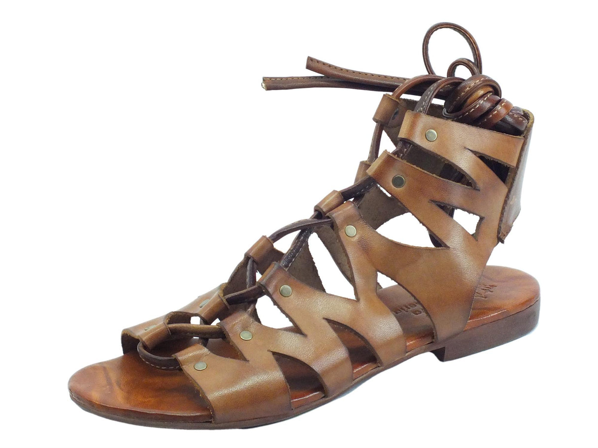 Nuova Cuoieria Nuova Cuoieria E168-49 Bruno Sandali artigianali donna allaccio alla schiava pelle tacco basso Bruno