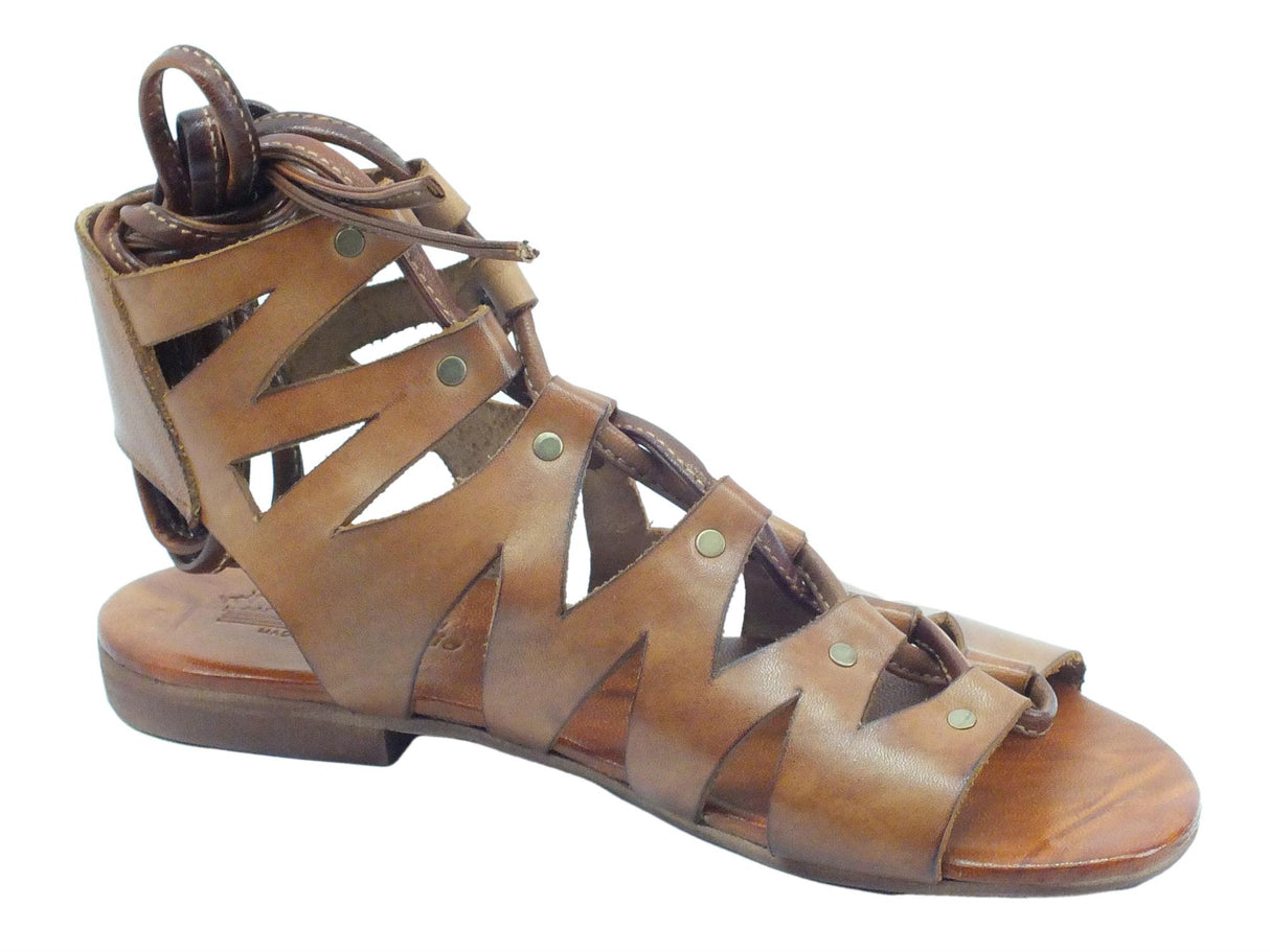 Nuova Cuoieria Nuova Cuoieria E168-49 Bruno Sandali artigianali donna allaccio alla schiava pelle tacco basso Bruno