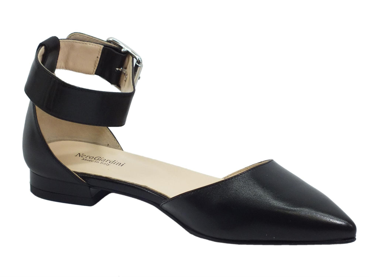 Nero Giardini NeroGiardini E115450DE Nappa Nero Decoltè a punta per Donna in pelle tacco basso Nero