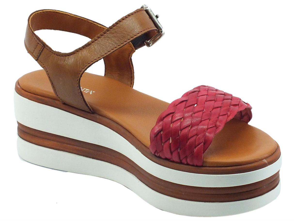 Pregunta Pregunta PQ66055000 Rosso Cuoio Sandali in pelle per Donna con zeppa alta Rosso Cuoio