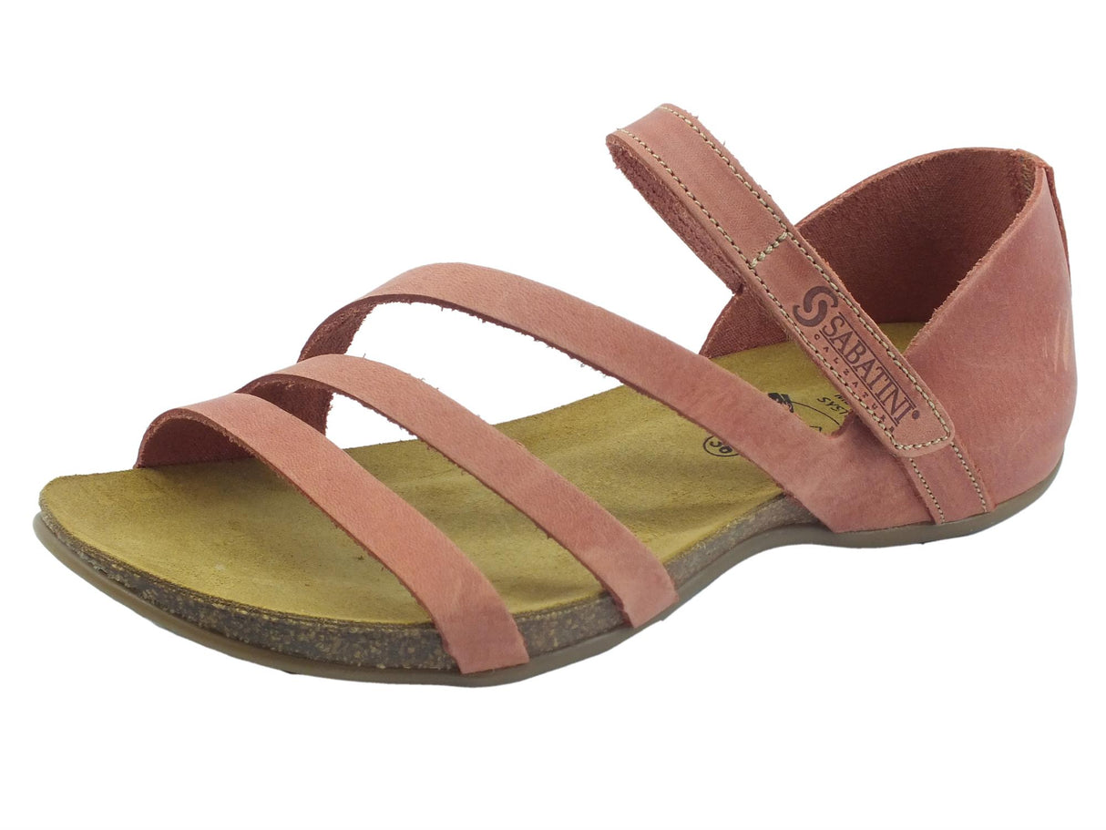 Sabatini Sabatini 4605 Crazy Cotto Sandali con zeppa bassa per Donna in nabuk rosa chiusura stretch Cotto