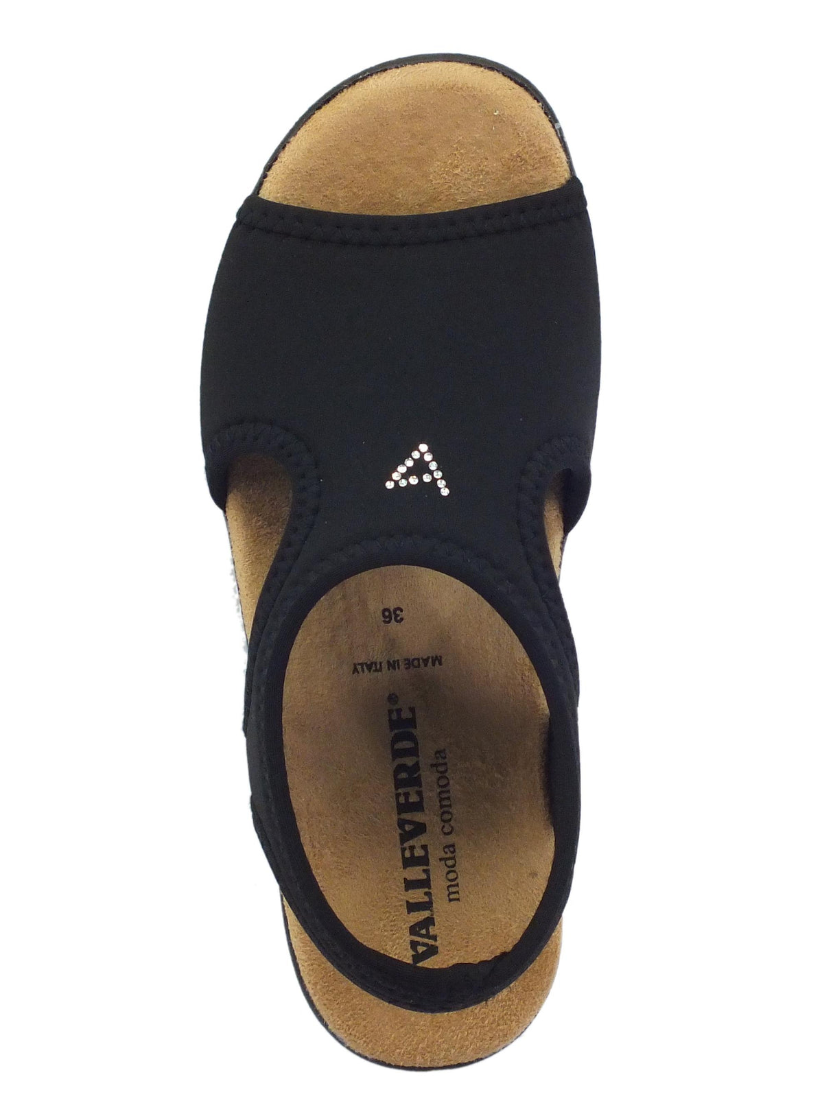 Valleverde Valleverde 25322 Nero Pantofoline Sandali per Donna in tessuto elasticizzato Nero