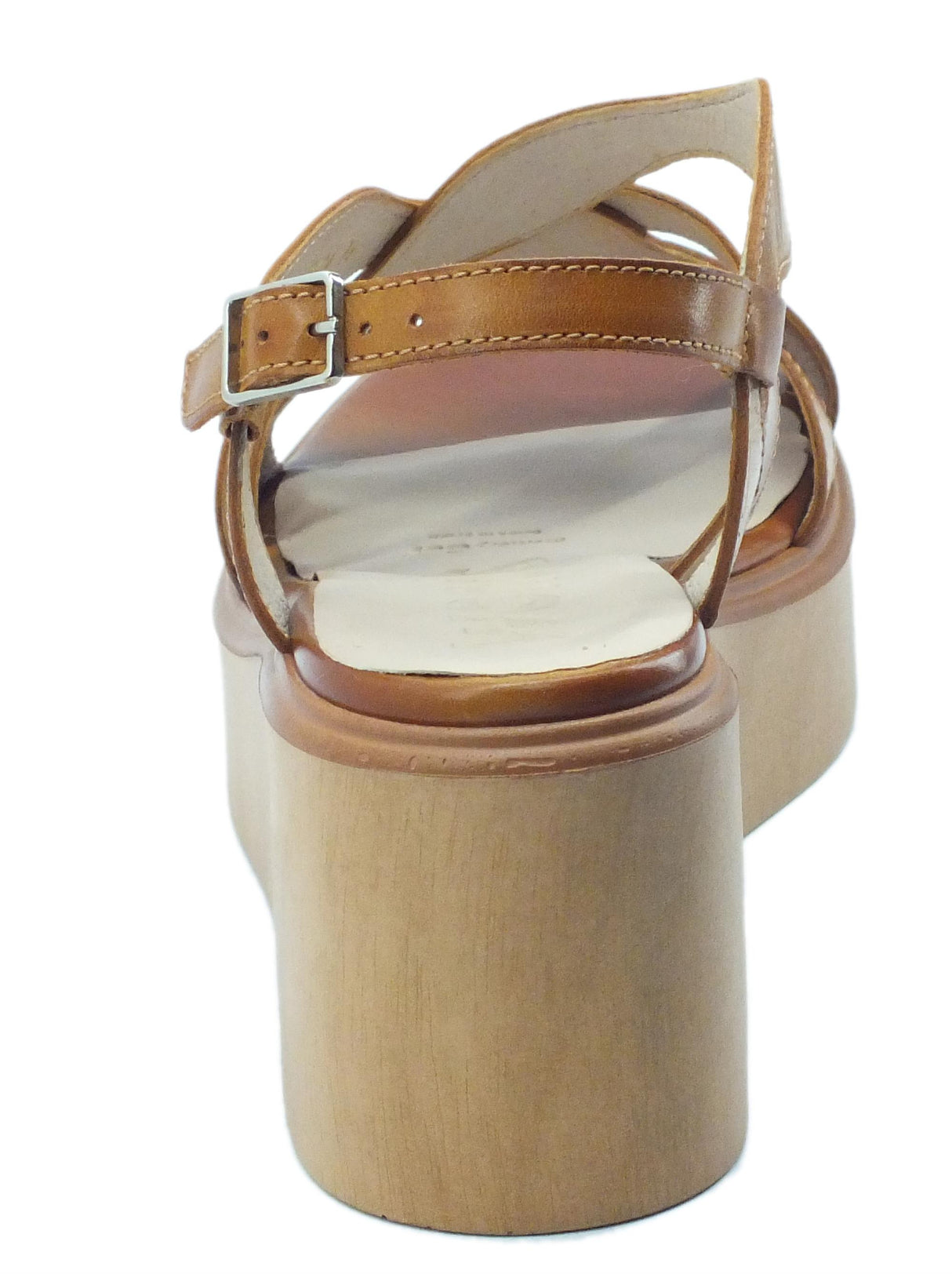 Wonders Wonders Sandali zeppa alta Donna D9404 Pergamena Conac pelle beige Conac