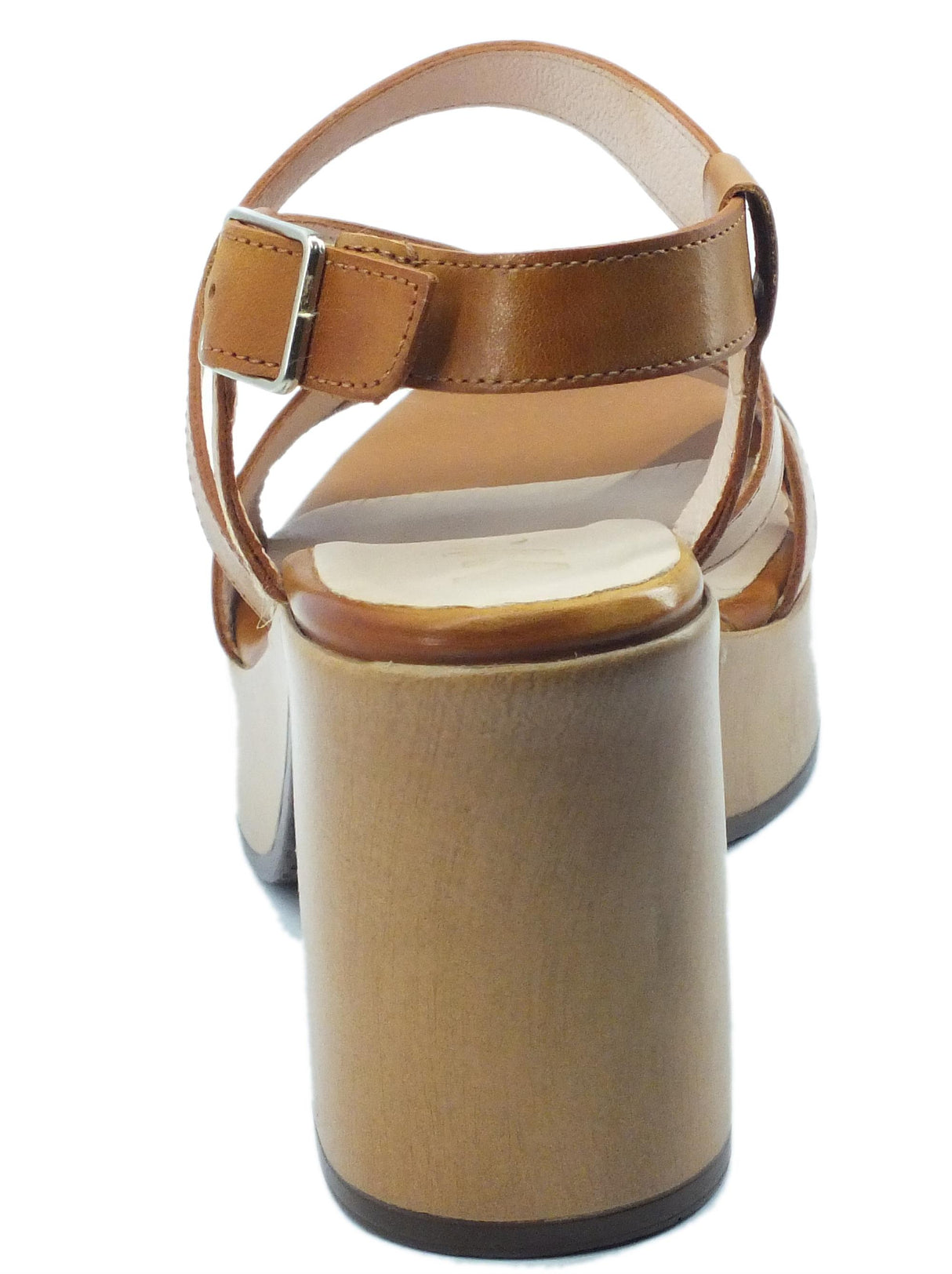 Wonders Wonders L1002 Pergamena Conac Sandali per Donna in pelle marrone tacco alto e plateau Conac