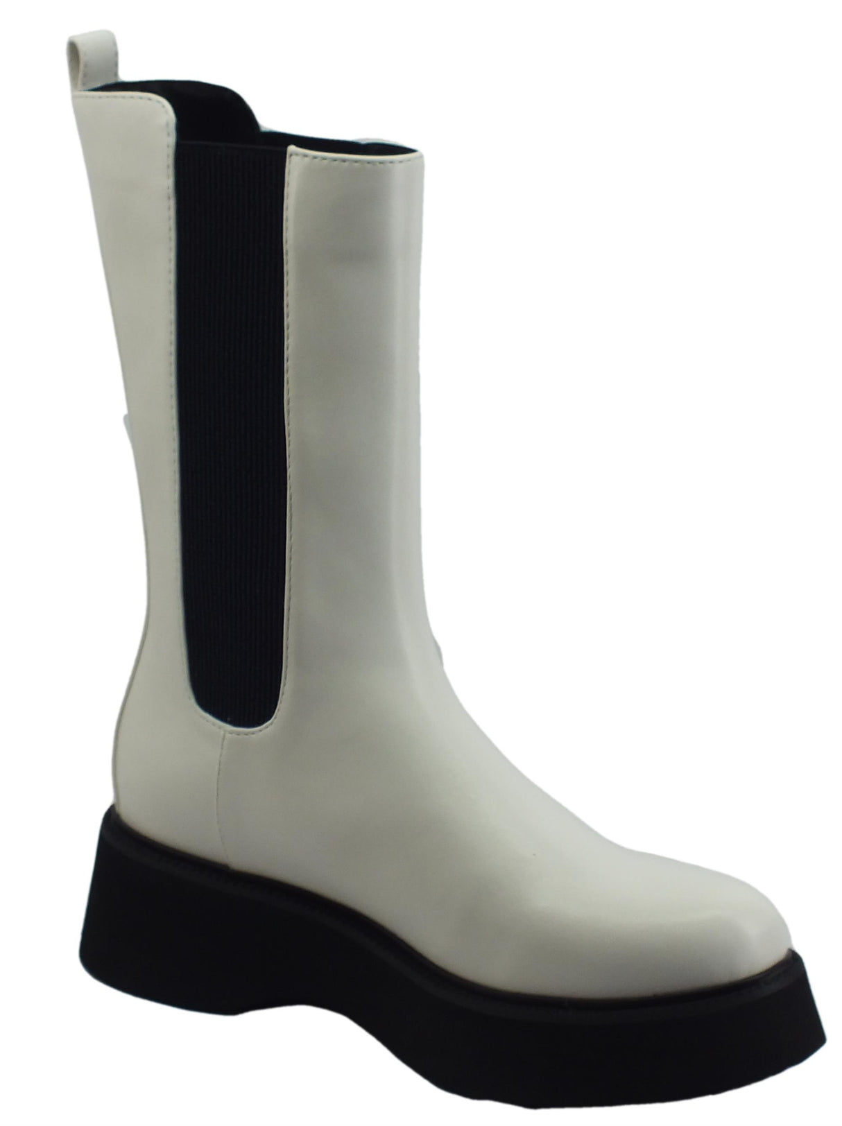 CafèNoir CAFèNOIR FL9040 Bianco Stivali per Donna in ecopelle doppio elastico laterale Bianco