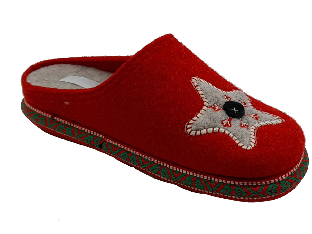 Cinzia Soft Cinzia Soft EC04800 Rojo Topo Pantofole per Donna in lana cotta rossa con stella Rojo Topo