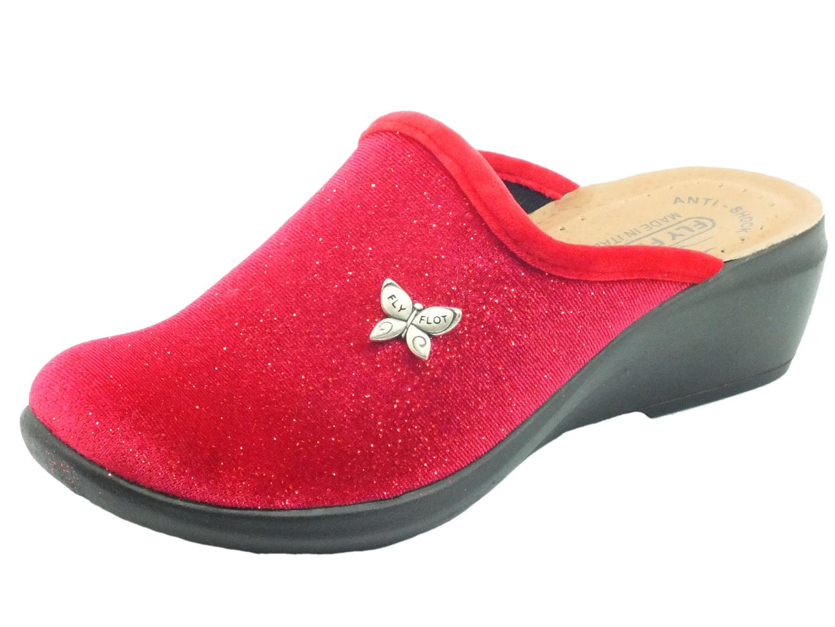 FlyFlot FlyFlot Q7 P92 3E Rosso Pantofole per Donna in tessuto con sottopiede in pelle Rosso