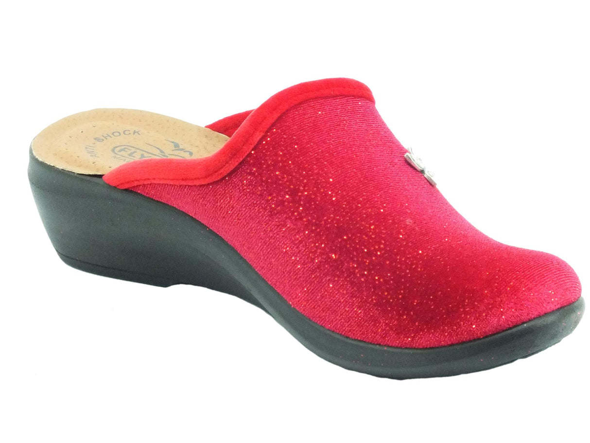 FlyFlot FlyFlot Q7 P92 3E Rosso Pantofole per Donna in tessuto con sottopiede in pelle Rosso