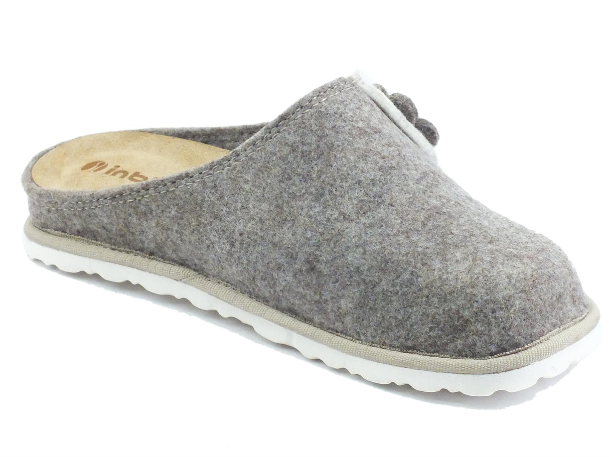 InBlu InBlu CS000032 Tortora Pantofole Donna in lana cotta sottopiede in pelle Tortora