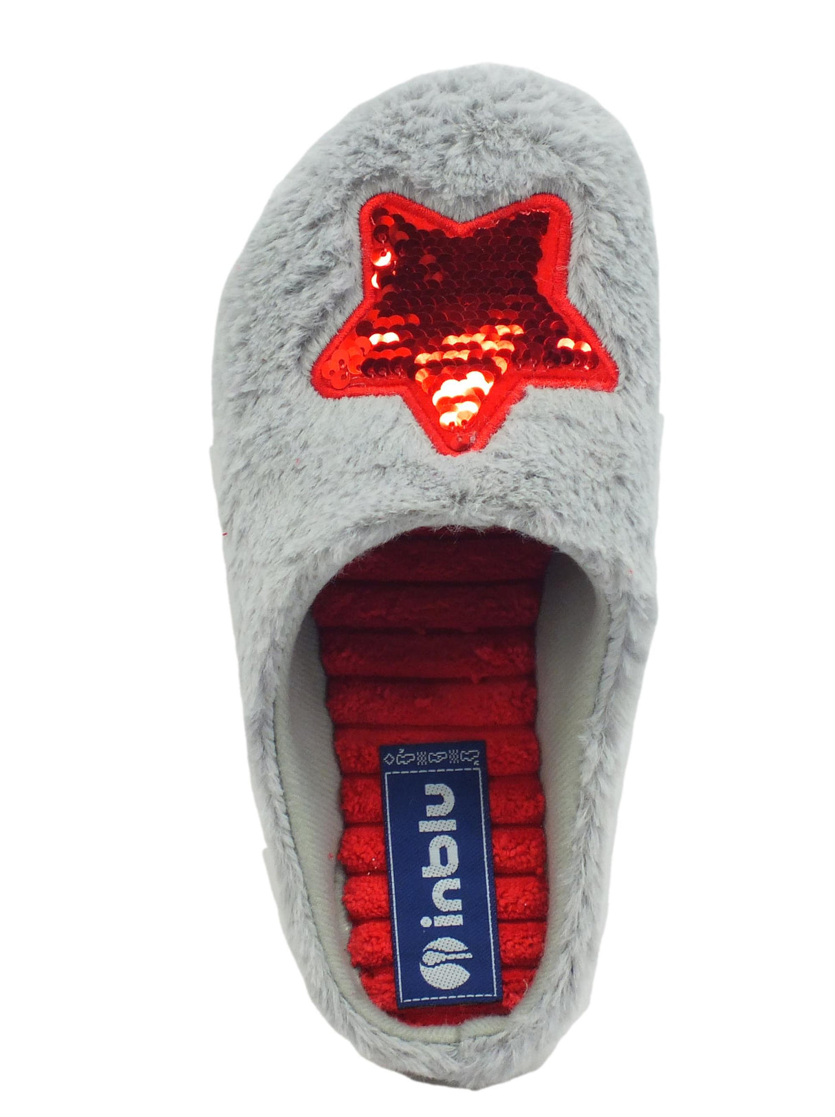 InBlu InBlu EC000077 Grigio Pantofole per Donna in tessuto con motivo stella rosso Grigio