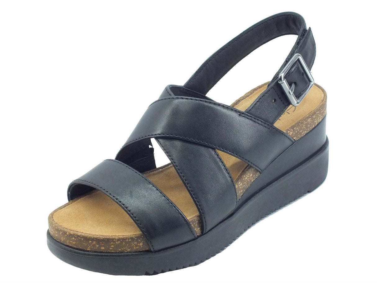 Clarks Clarks Lizby Cross Black Sandali per Donna in pelle zeppa media Black