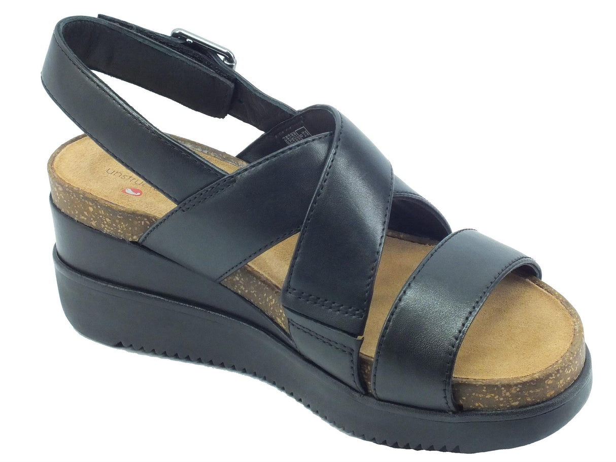 Clarks Clarks Lizby Cross Black Sandali per Donna in pelle zeppa media Black