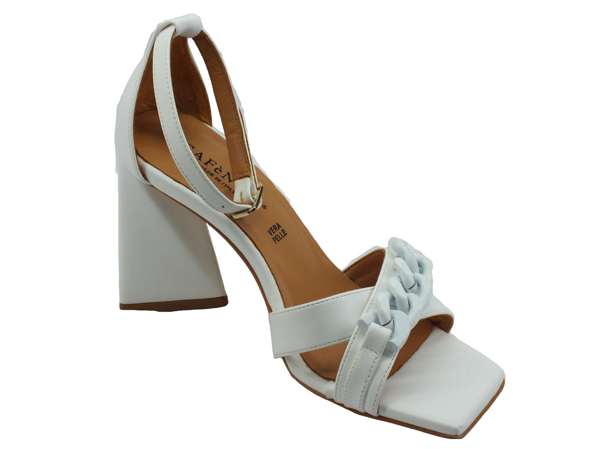 CafèNoir CAFèNOIR NA9180 Bianco Sandali eleganti tacco alto a triangolo per donna in ecopelle punta quadrata Bianco