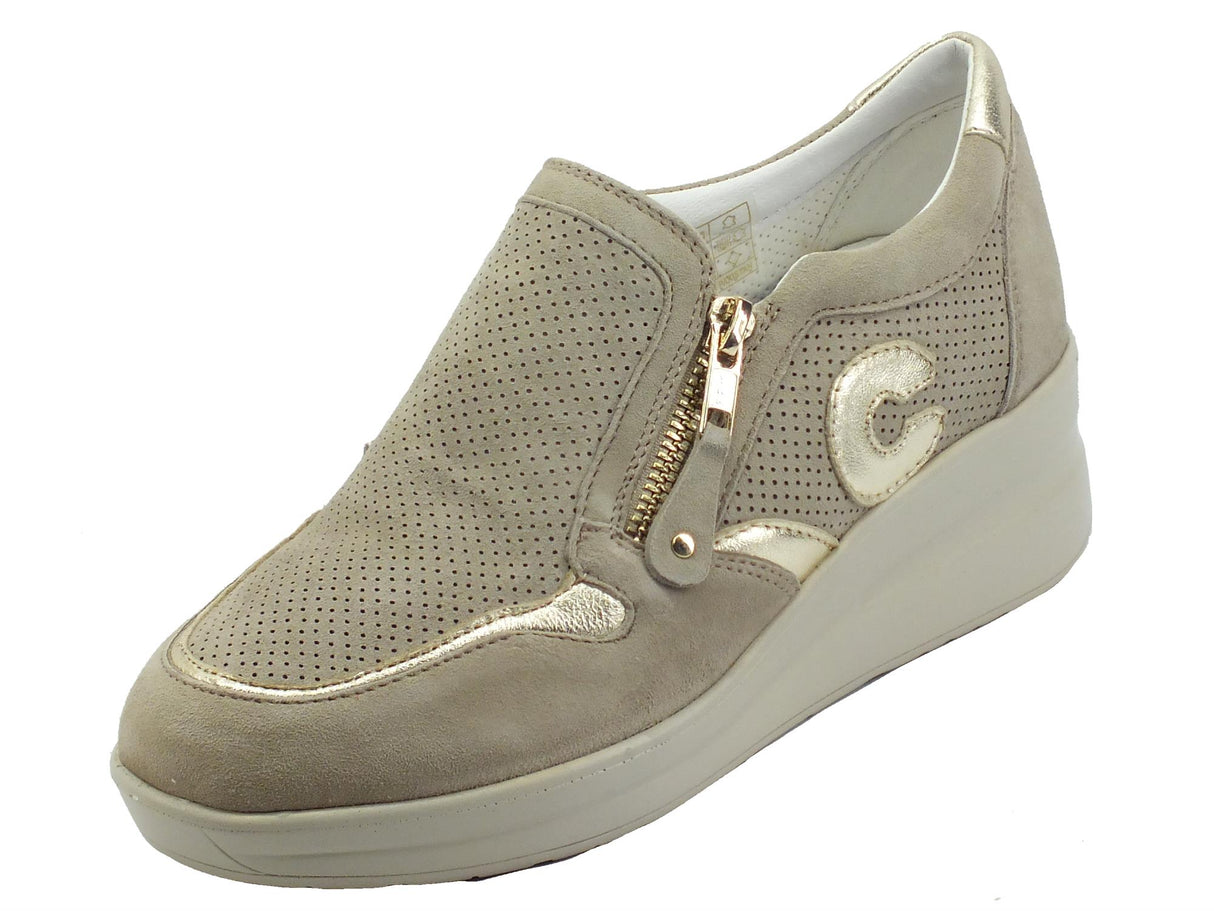 Cinzia Soft Cinzia Soft IV16945 Clay Ice Sneakers Confort per Donna in nabuk con chiusura lampo Clay Ice