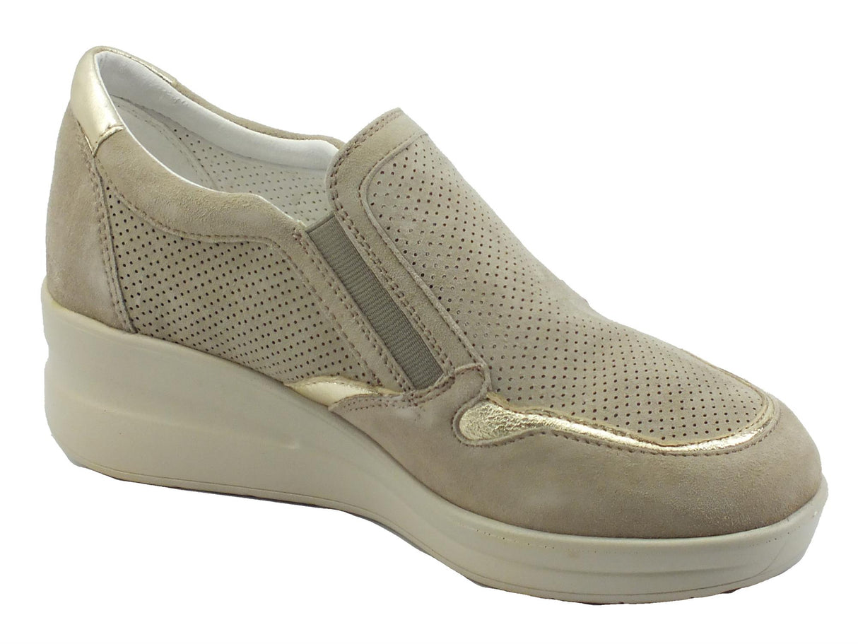 Cinzia Soft Cinzia Soft IV16945 Clay Ice Sneakers Confort per Donna in nabuk con chiusura lampo Clay Ice