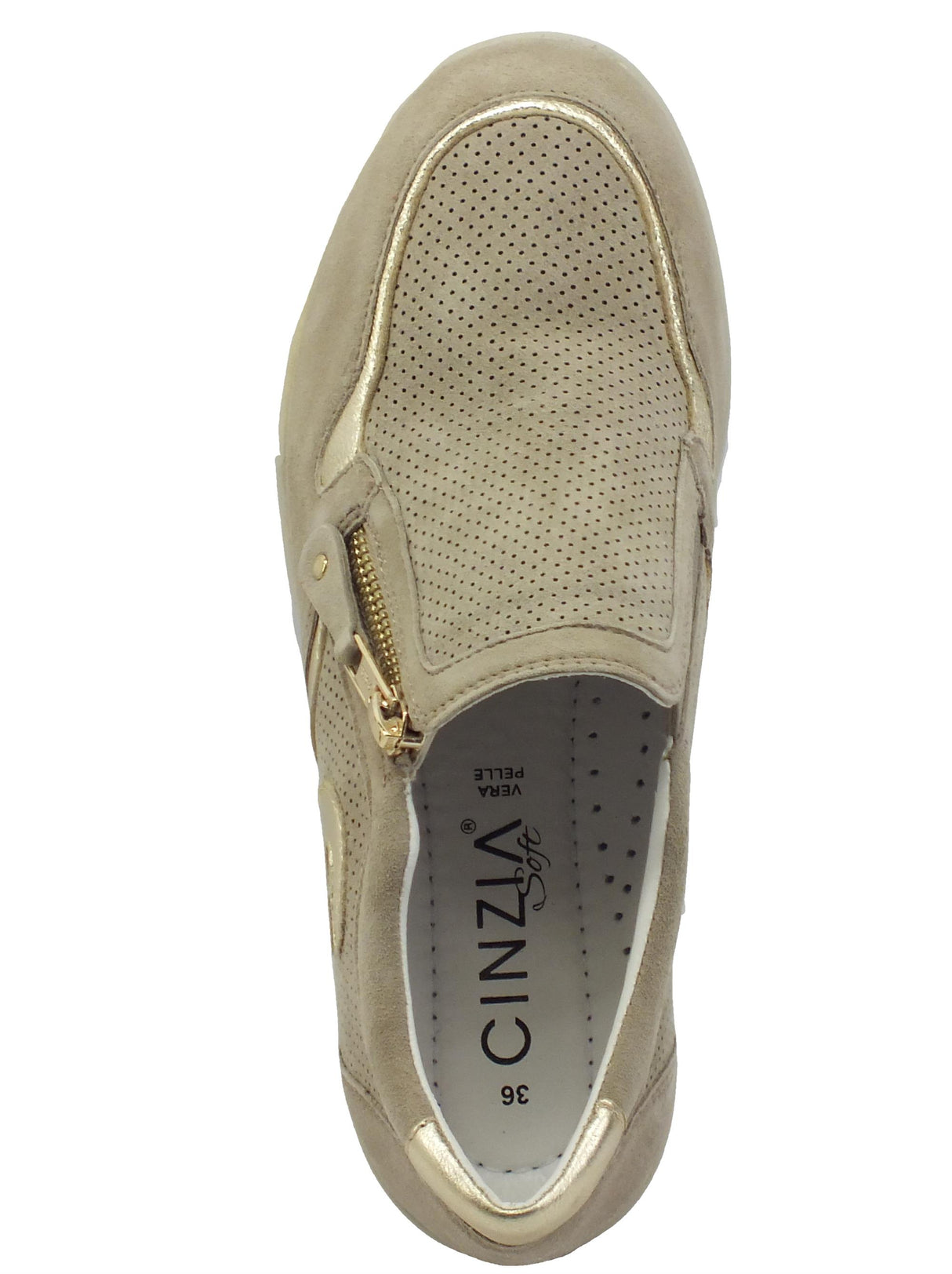 Cinzia Soft Cinzia Soft IV16945 Clay Ice Sneakers Confort per Donna in nabuk con chiusura lampo Clay Ice