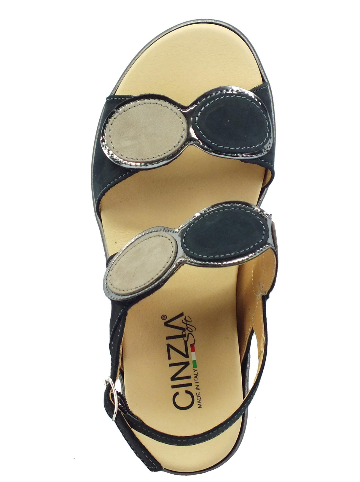 Cinzia Soft Cinzia Soft IO10687PNBS Nero Taupe Sandali Confort Donna in pelle zeppa media doppio stretch Nero Taupe