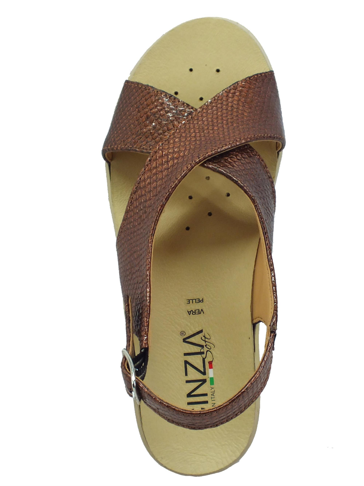 Cinzia Soft Cinzia Soft IO13771 Tabacco Sandali per Donna in pelle zeppa alta Tabacco