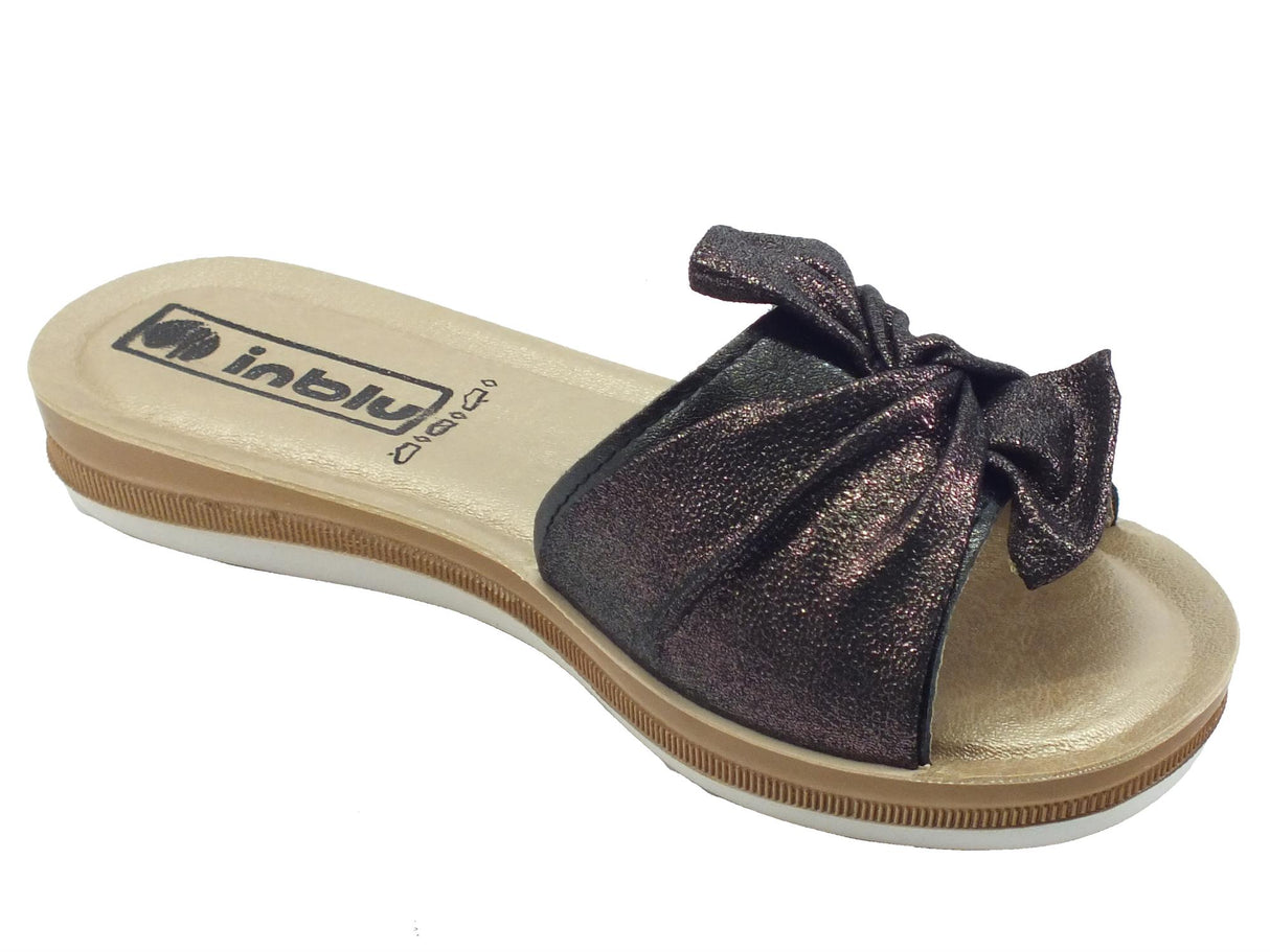 InBlu InBlu BA000042 Nero Ciabatte per Donna in ecopelle zeppa bassa Nero