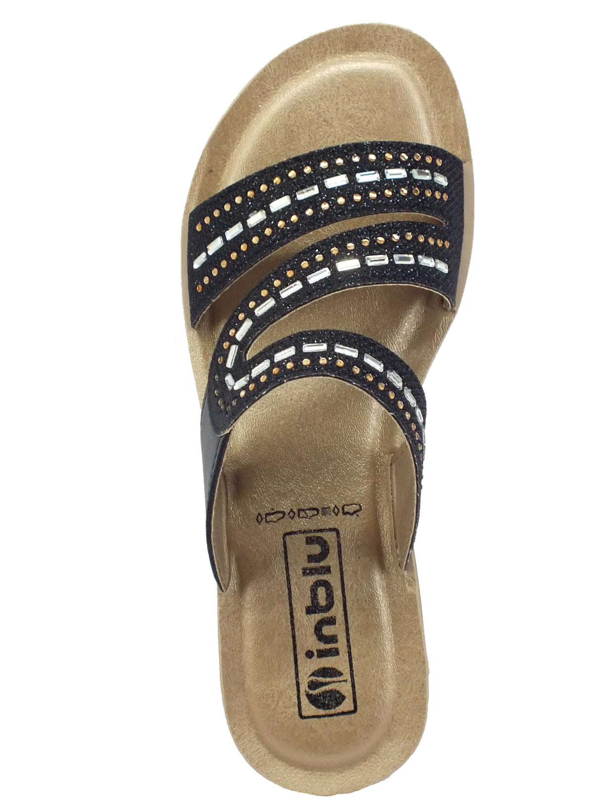 InBlu InBlu BV000025 Nero Ciabatte per Donna in gomma ecopelle zeppa bassa Nero