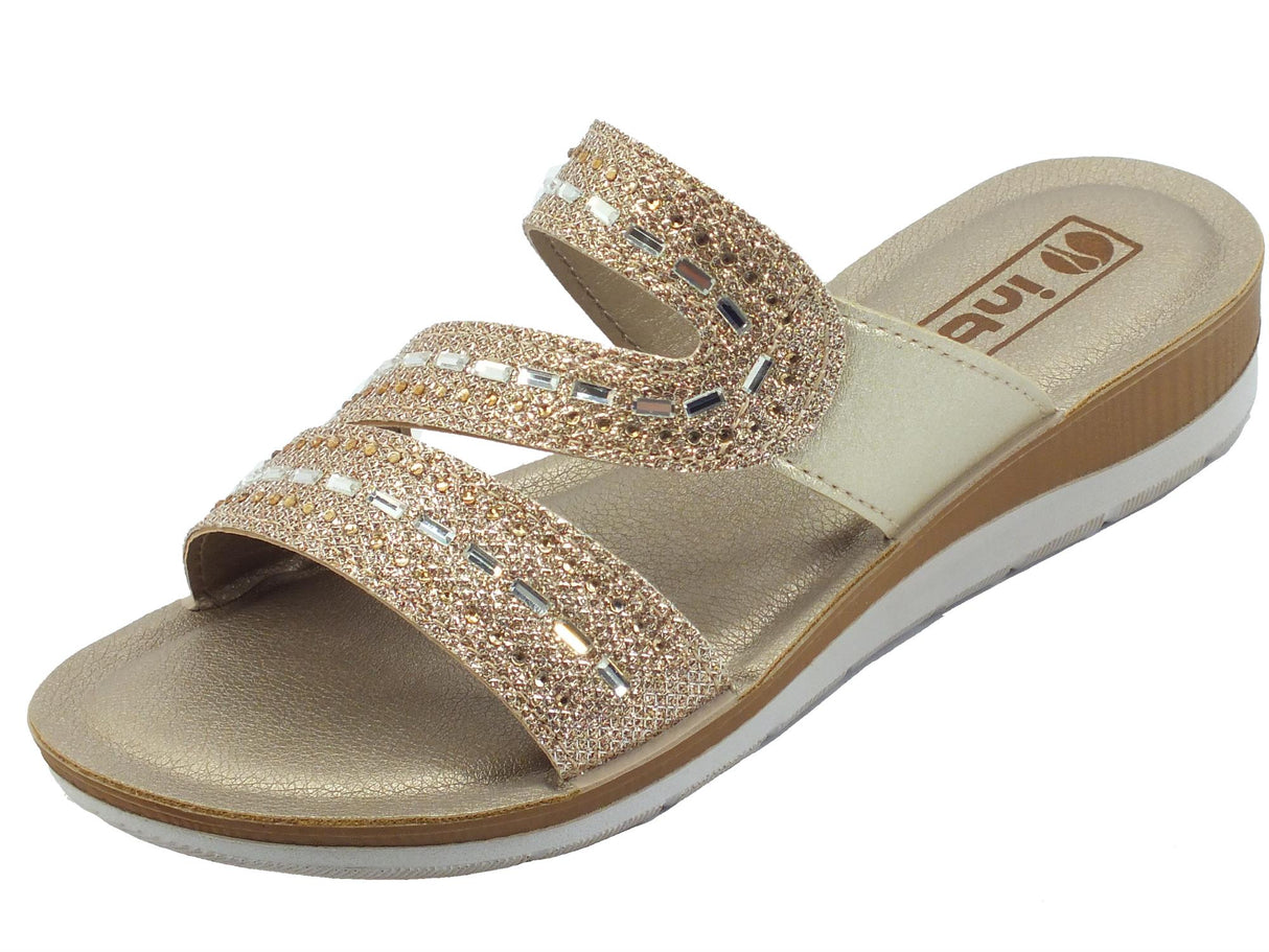 InBlu InBlu BV000025 Platino Ciabatte per Donna in gomma ecopelle zeppa bassa Platino